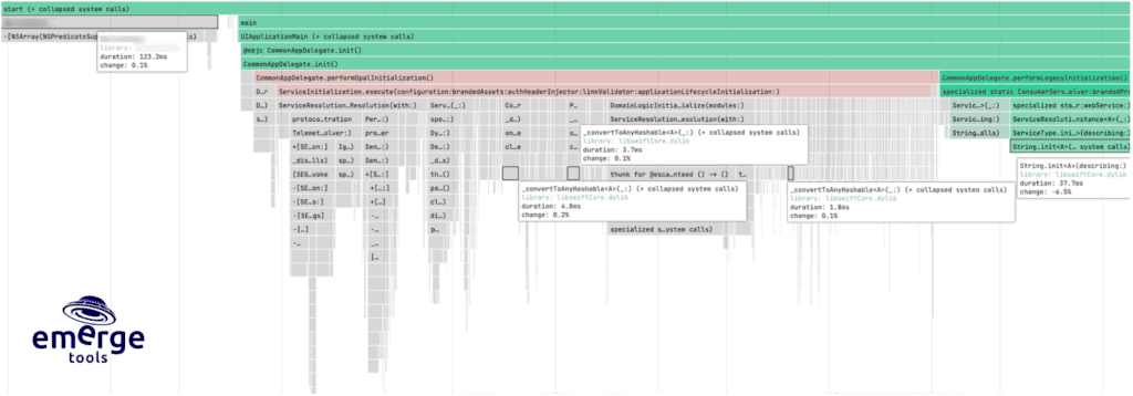 Stack trace showing three optimization possibilities
