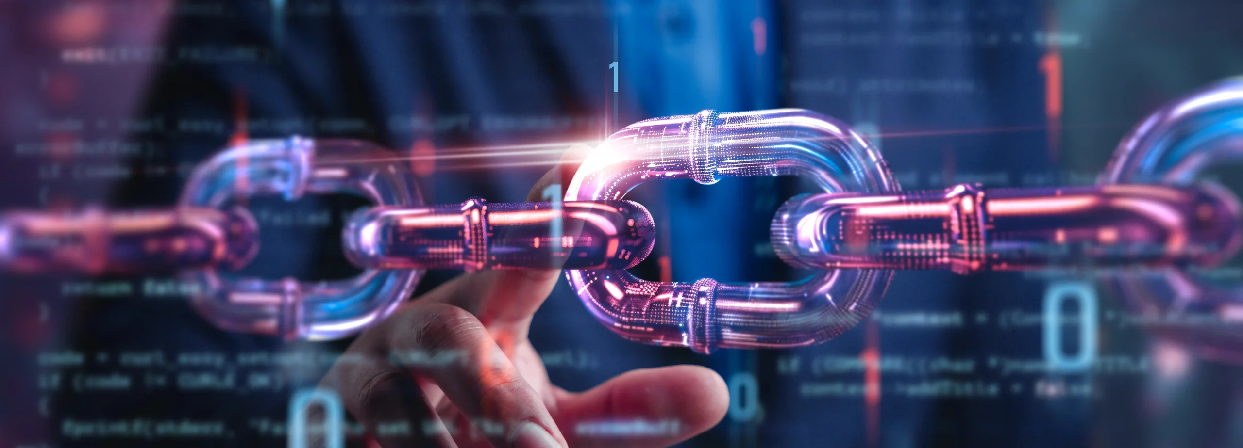 Digital blockchain connection visualization representing web scraping IP rotation and proxy security concepts