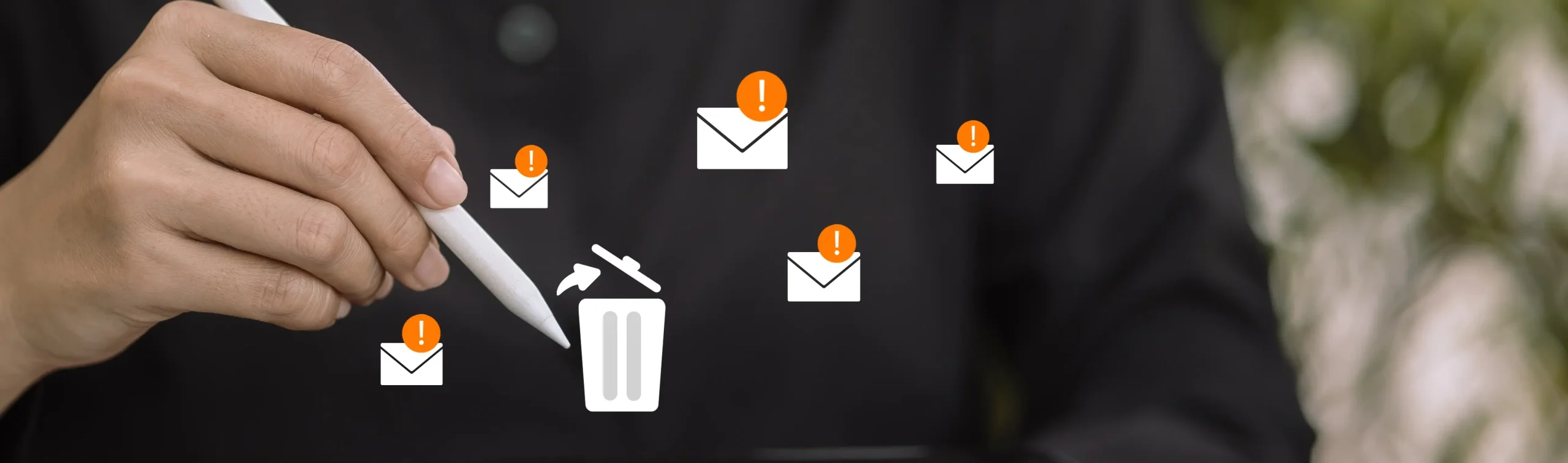 Professional using tablet for OpenRefine data cleaning with email notifications and data management interface