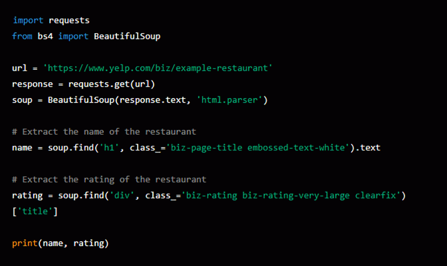python code for web scraping