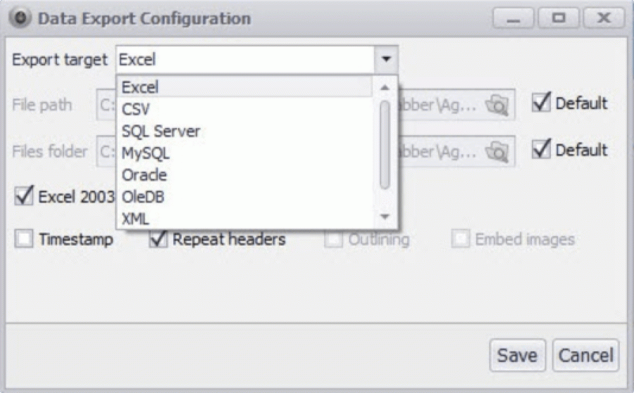Content Grabber Data Output formats