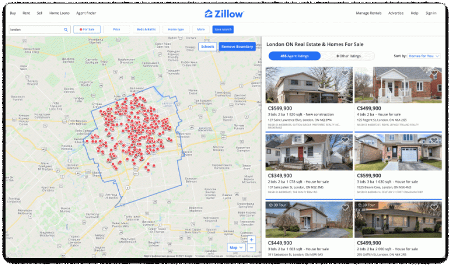 Screenshot from Zillow