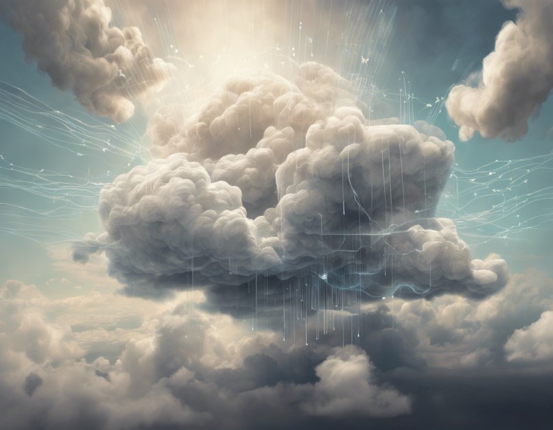 Clouds with data flowing
