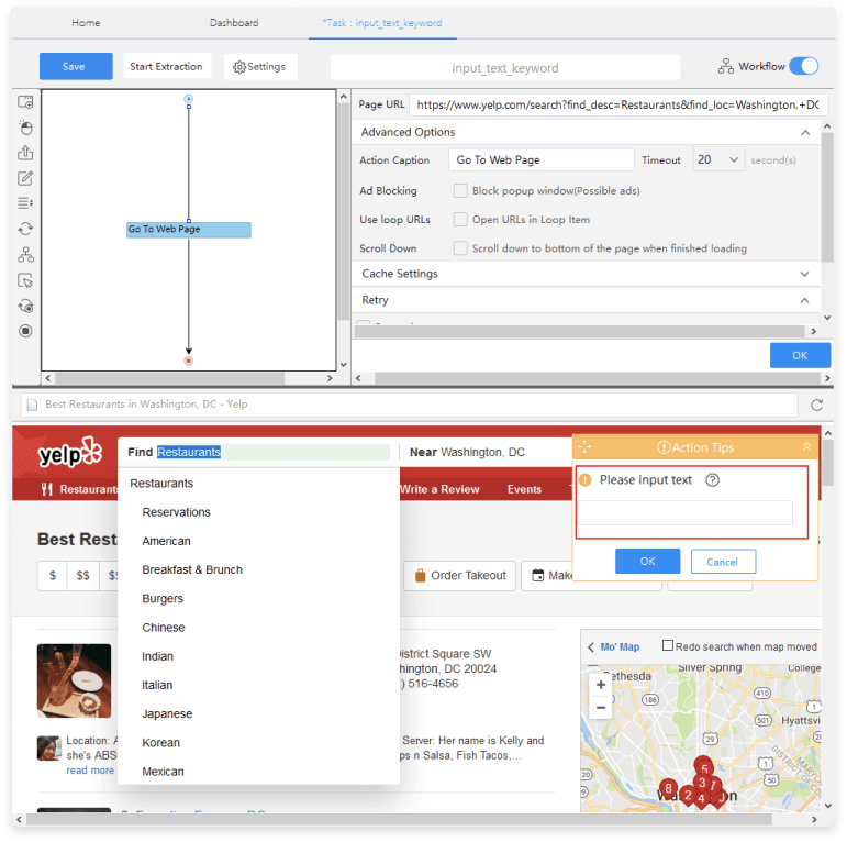 Getting Keywords list Data from Website with Octoparse Step 5
