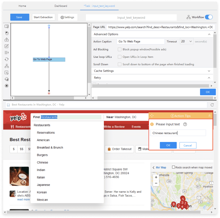 Getting Keywords list Data from Website with Octoparse Step 6