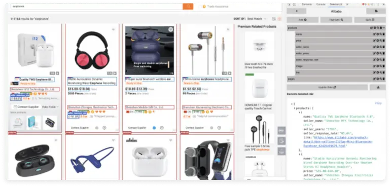 Extracting data from Alibaba using Selectorlib
