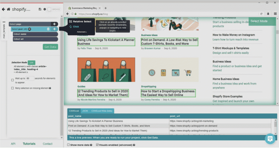 Scraping meta data and meta descriptions using Parsehub 3