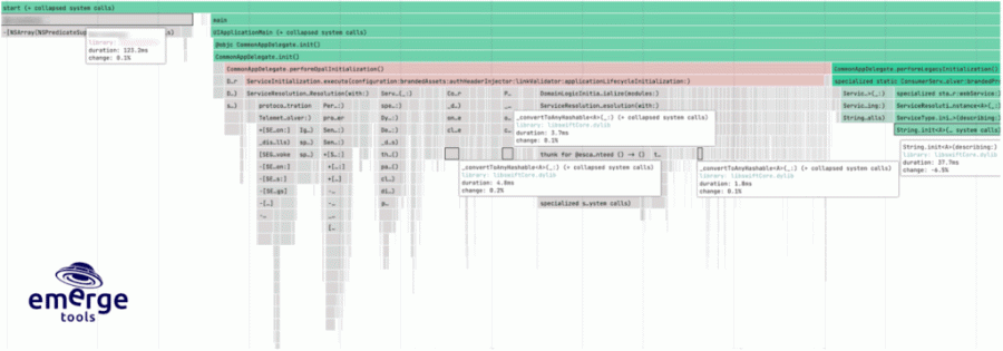 Stack trace showing three optimization possibilities